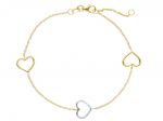White gold & gold bracelet k9 with hearts (code S203355) 